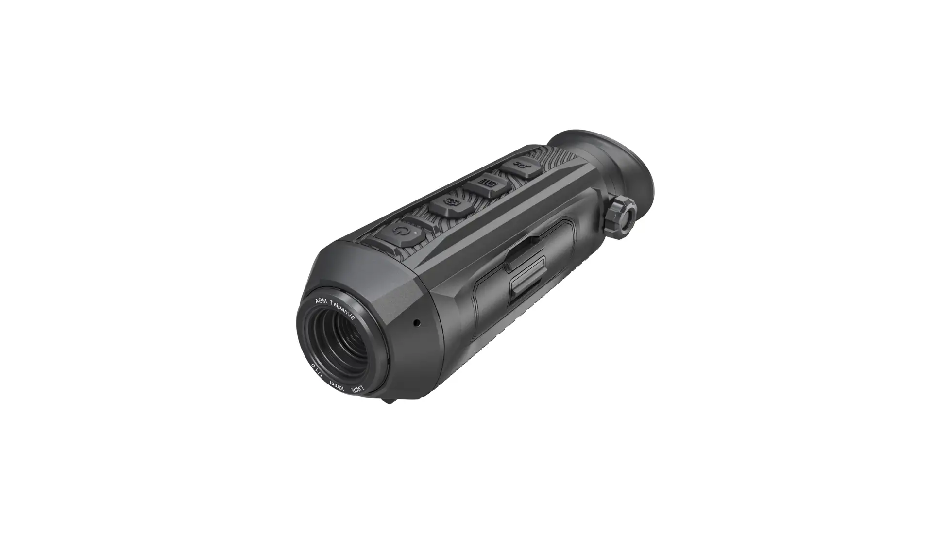 Black AGM TaipanV2 handheld thermal monocular with 10mm lens and four top buttons