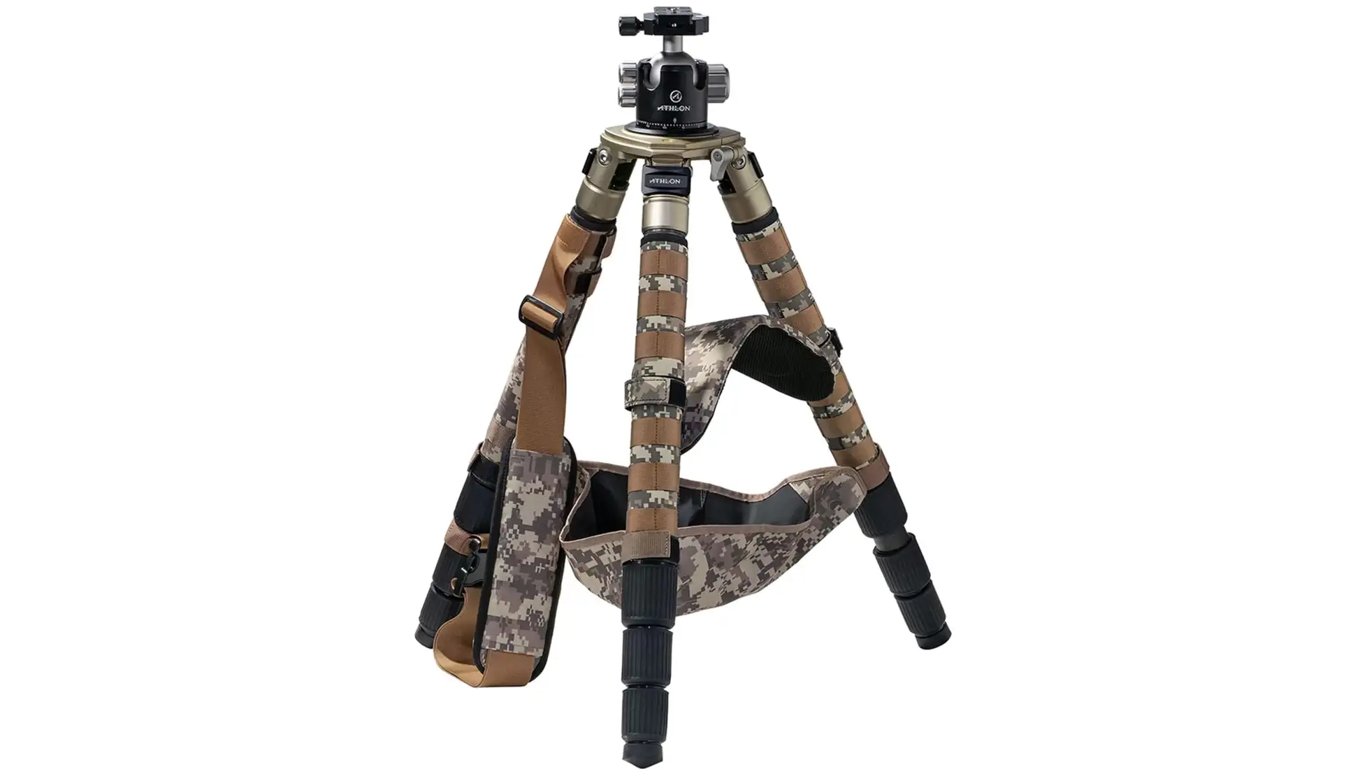 Athlon Midas CF32 32mm carbon-fiber premium spotting scope tripod in black and tan