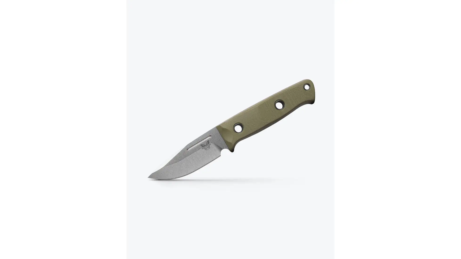 Benchmade Mini Bushcrafter 165-1 fixed blade knife with green handle
