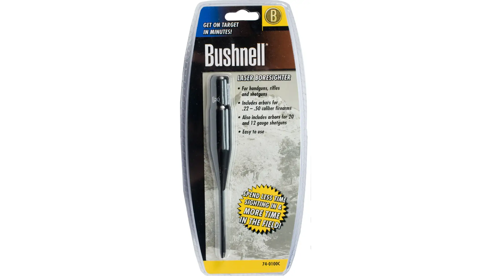 Bushnell Laser Boresighter with arbors in its retail blister pack