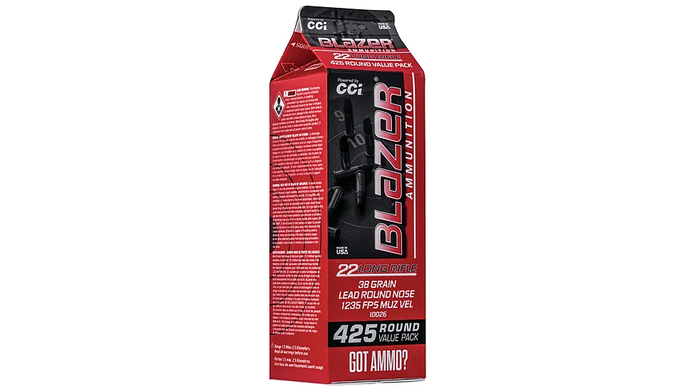 CCI Blazer Rimfire .22 Long Rifle 38 grain lead round nose ammunition, 425 round pack, 10026