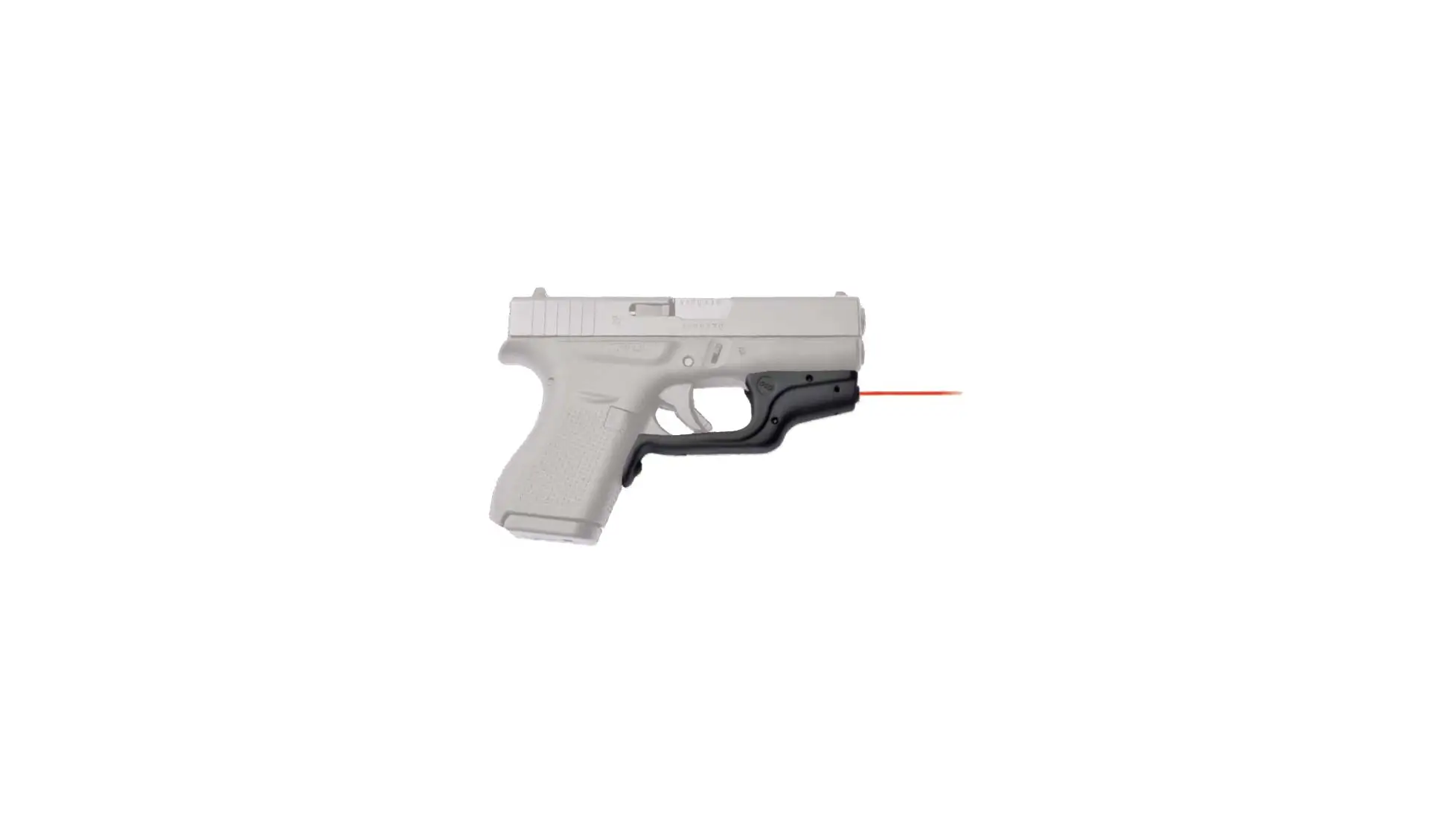 Crimson Trace LG-443 Laserguard, a black trigger-guard laser shown on a small pistol with a red beam