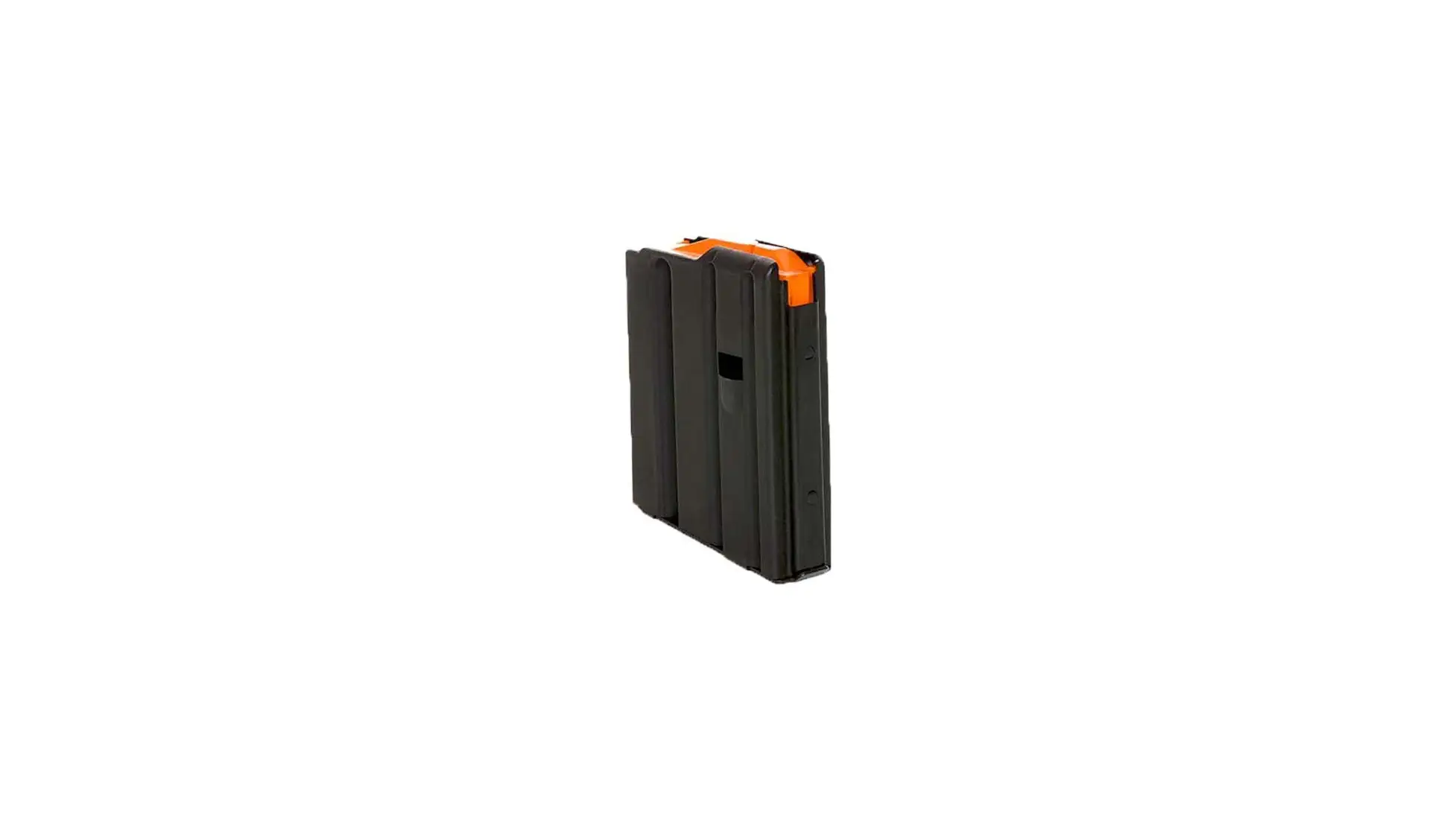 Duramag SS AR-15 5-round stainless steel magazine in black with orange follower