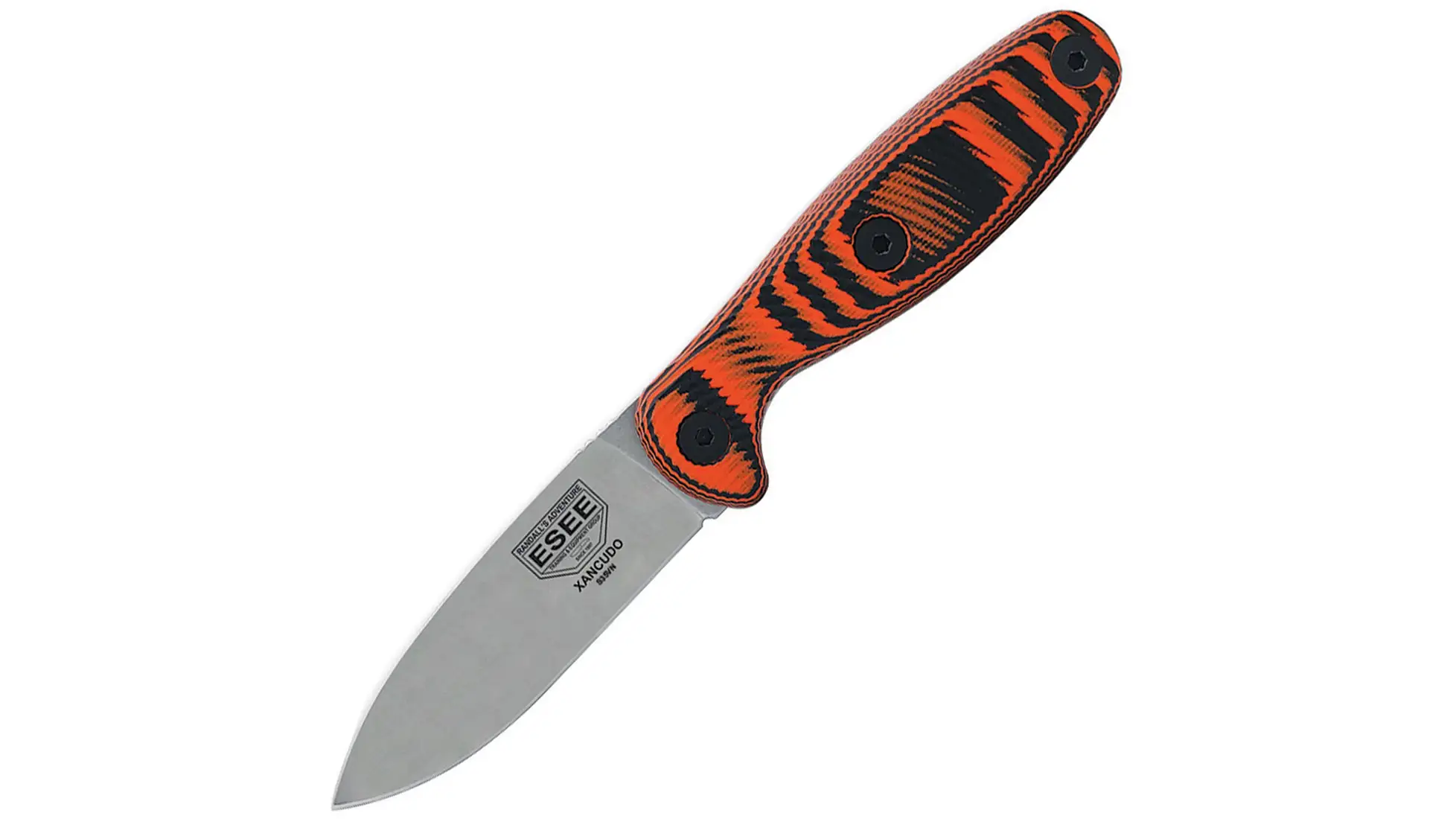 ESEE Xancudo fixed blade knife with orange and black G10 handle