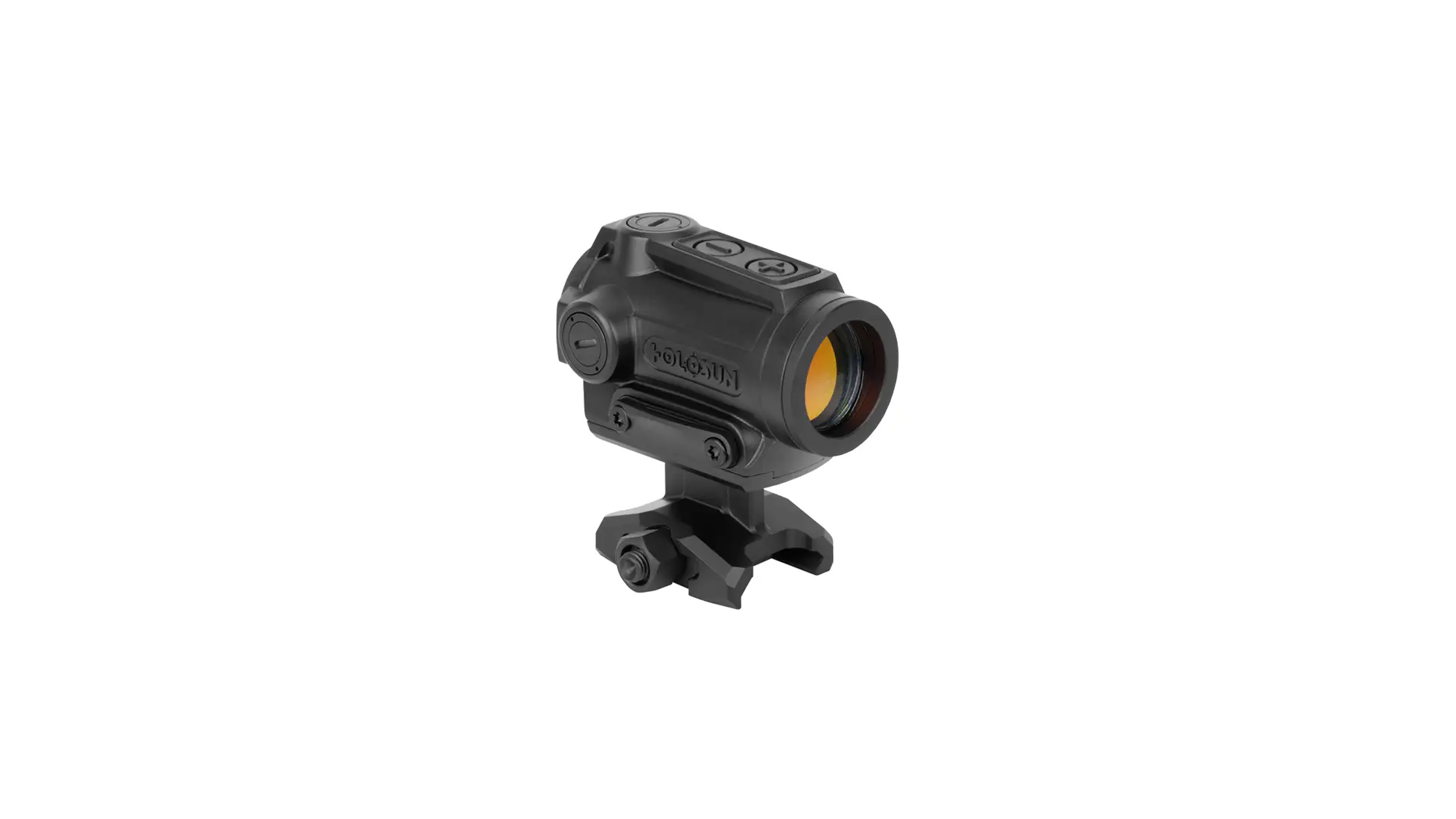 Holosun ARO Advanced Rifle Optic 1x22mm reflex red dot sight with 2 MOA red dot on its integrated pedestal mount, black