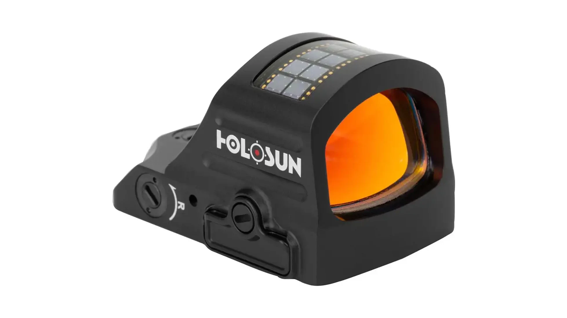 Holosun HS407C-X2 open reflex red dot sight with solar panel and side battery tray, black