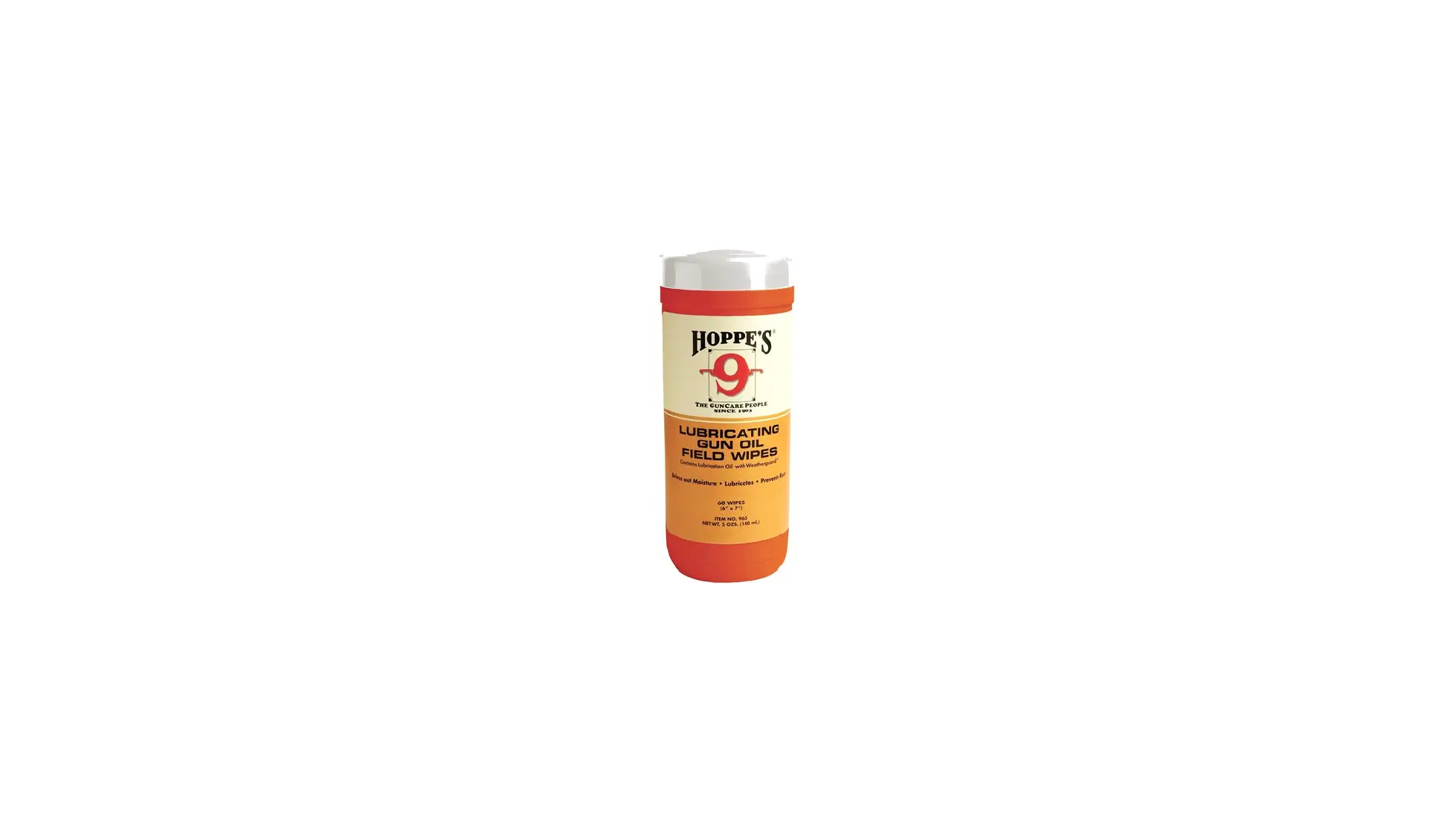 Hoppe's 9 Large Lubricating Gun Oil Field Wipes canister, 60 wipes, 9GO