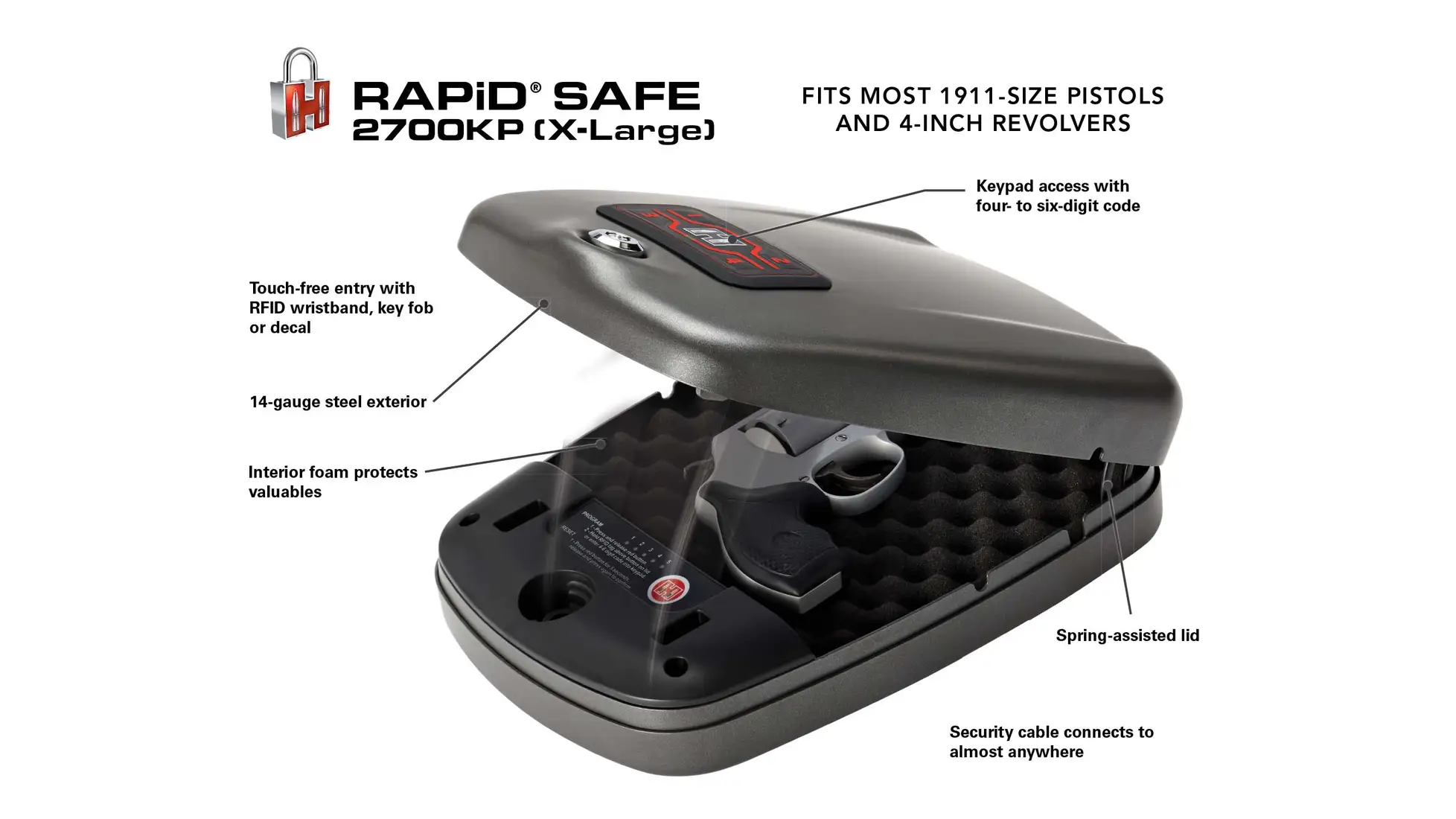 Hornady RAPiD Safe 2700KP XL lock box with keypad and RFID reader