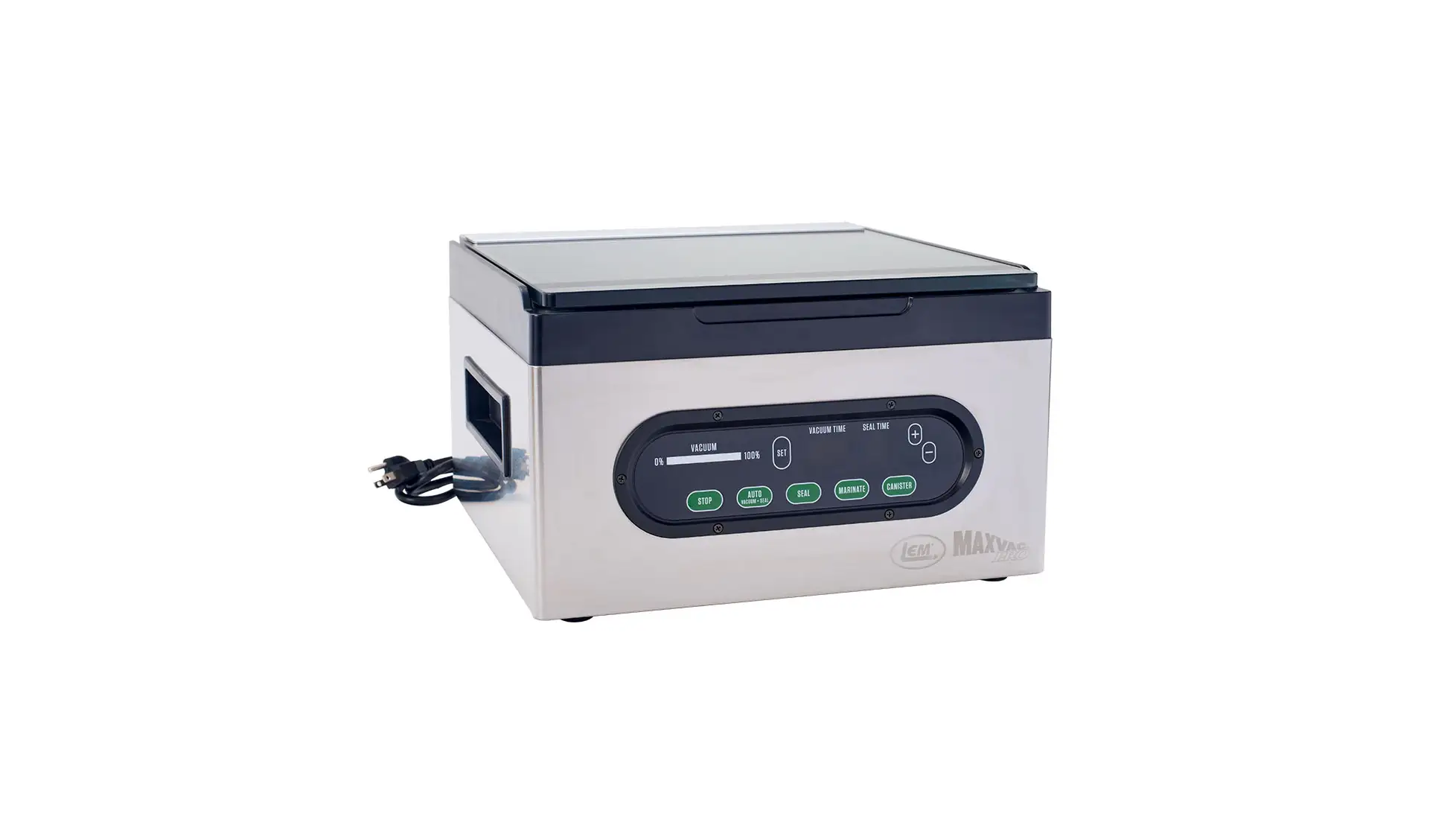 LEM MaxVac Pro chamber vacuum sealer with control panel (OpticsPlanet listing photo)