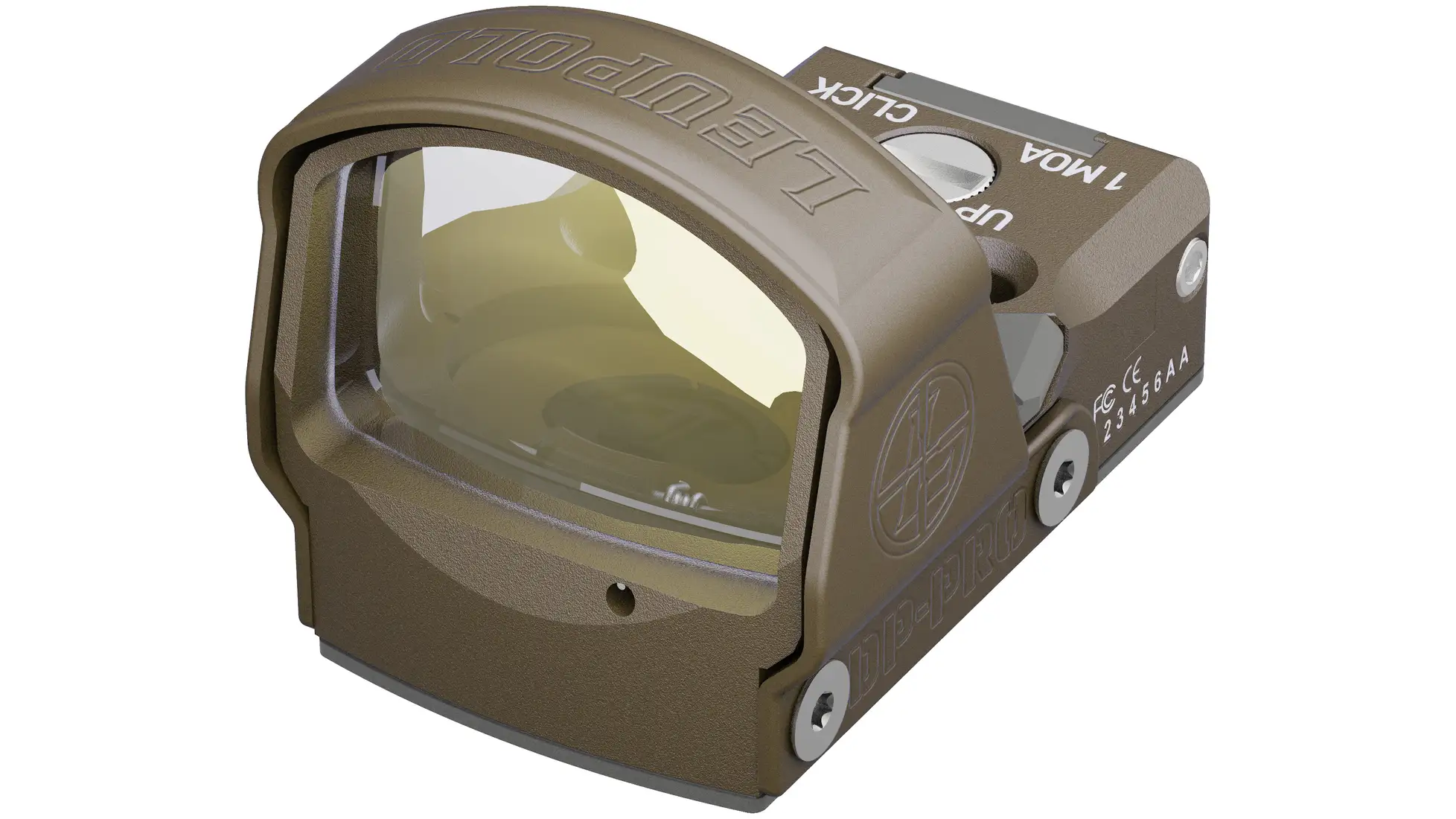 Leupold DeltaPoint Pro, a large-window open-emitter reflex red dot with a 2.5 MOA red dot, dark earth finish
