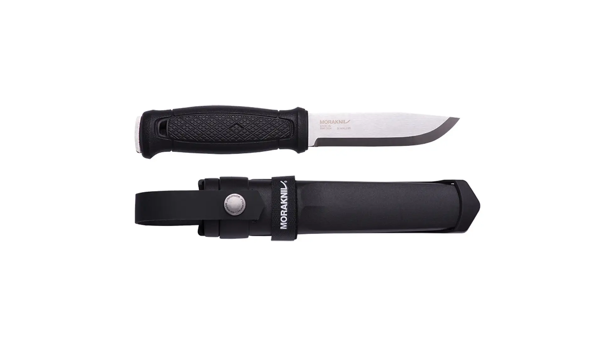 Morakniv Garberg fixed blade knife with black handle and black sheath