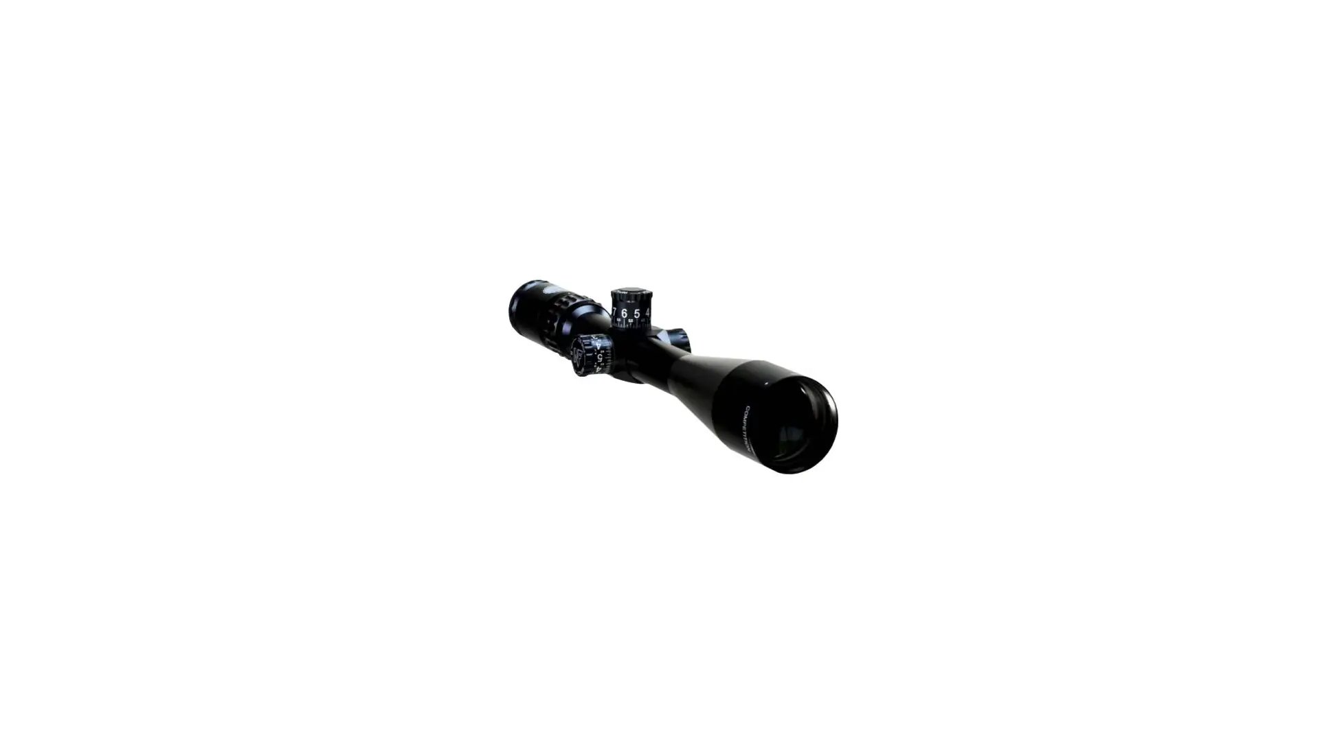 Black Nightforce riflescope with large objective and target turrets
