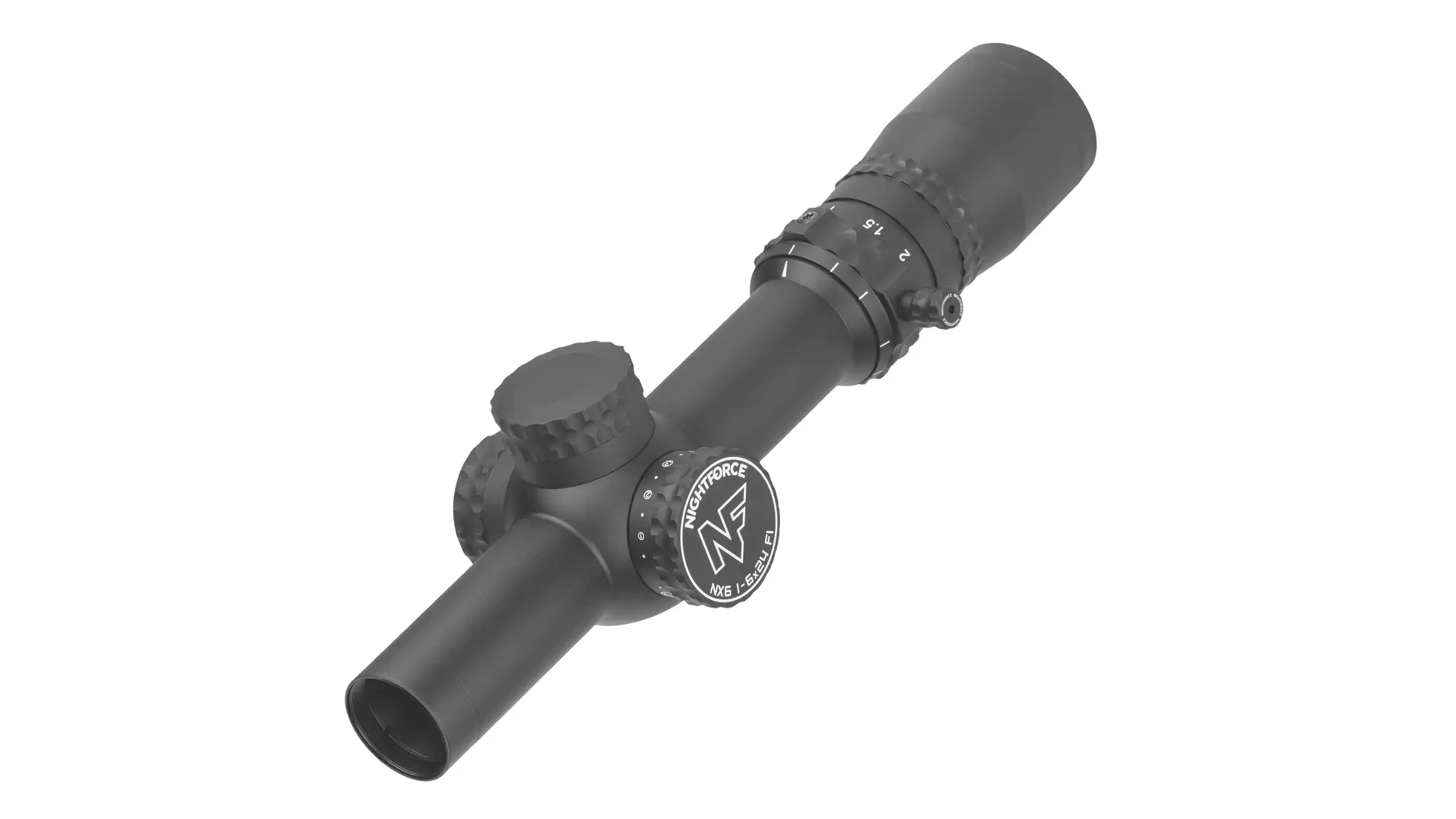 Nightforce NX6 1-6x24 F1 rifle scope, 30mm tube, first focal plane; retailer image, file labelled as the C726 (FC-DMx) row