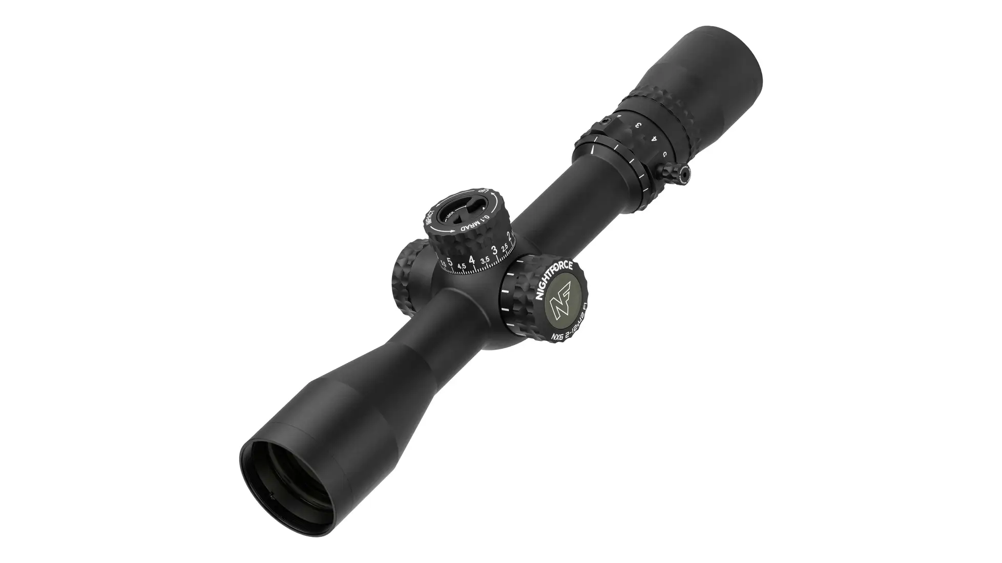 Nightforce NX6 2-12x42 F1 rifle scope, 30mm tube, first focal plane; retailer image, file labelled as the C730 (FC-MRx) row