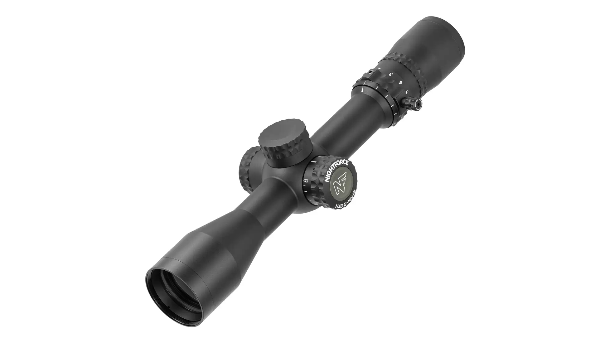 Nightforce NX6 2-12x42 F2 rifle scope, 30mm tube, second focal plane; retailer image for the listing, file labelled as the MOAR row, not the 4A-i row we price