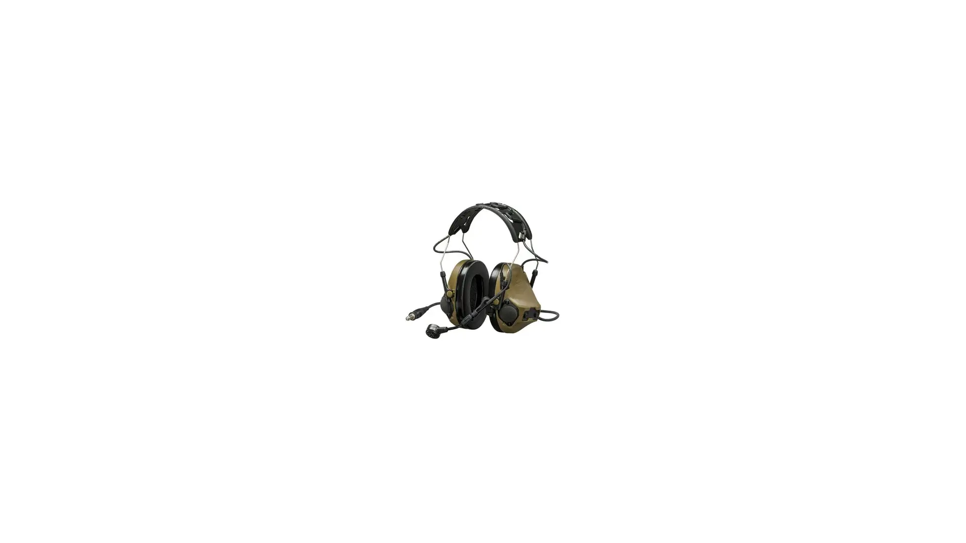PELTOR ComTac VIII Single Comm headset, Nexus 4-Con; the retailer image is the Coyote Brown row (MT14H418A-47 CY), not the O.D. Green row we price