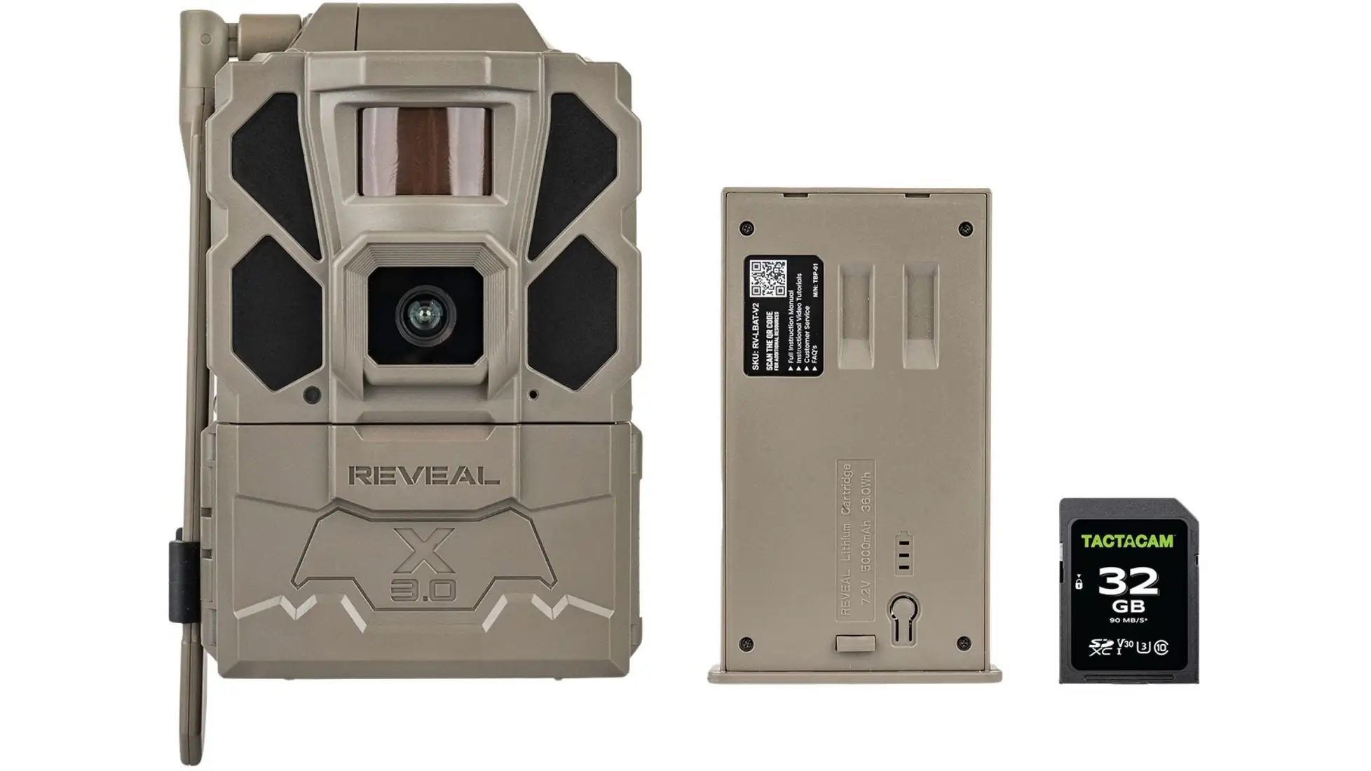 Reveal by Tactacam X 3.0 Starter Value Pack cellular trail camera with Lipo battery, gray