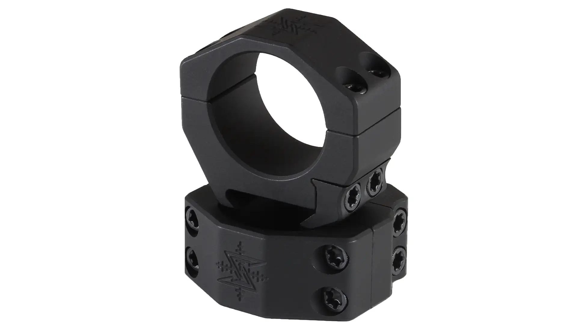 Seekins Precision 30mm scope rings in black with 4-screw caps (listing image shows the .97 in High set)