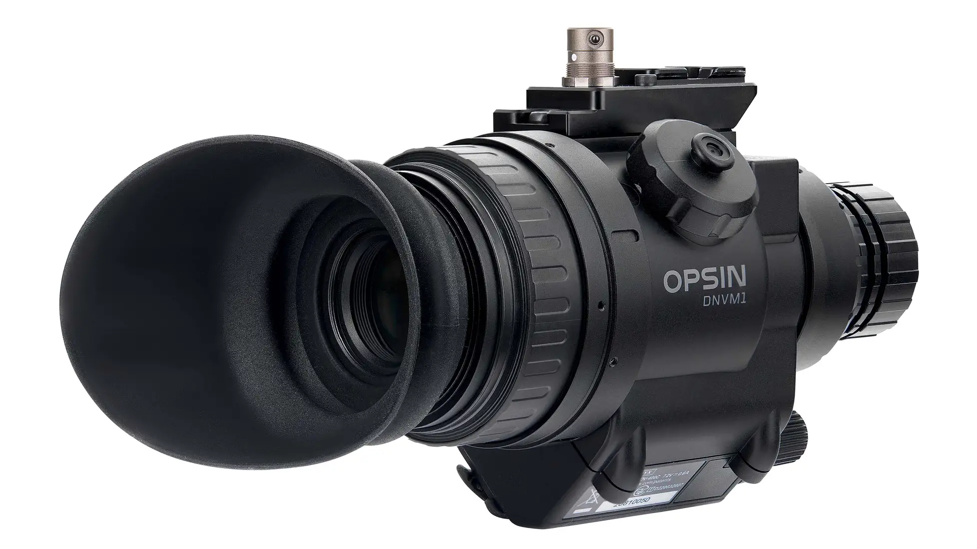 Black Opsin DNVM1 night vision monocular with large rubber eyecup and top rail