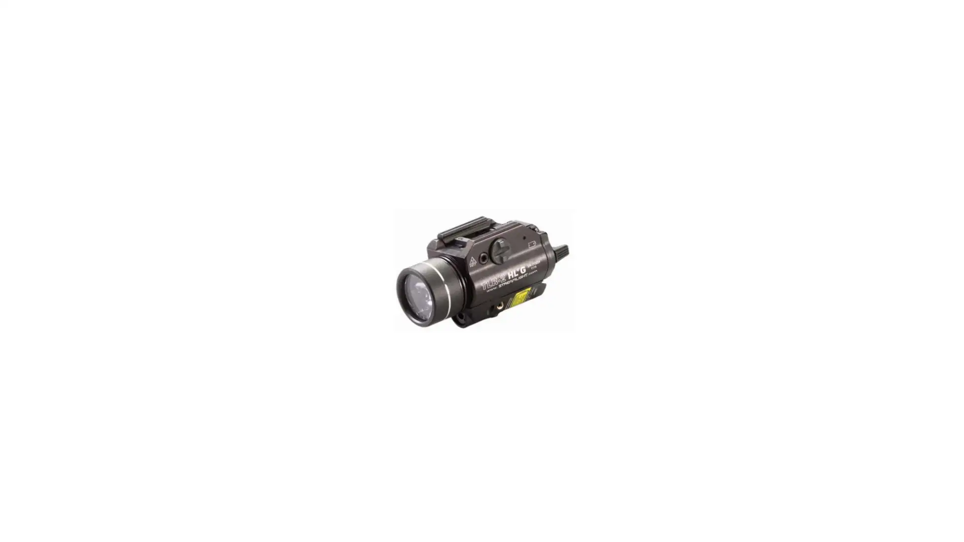 Streamlight TLR-2 HL G weapon light in black, TLR-2 HL G printed on the body, with the laser module beneath the lens