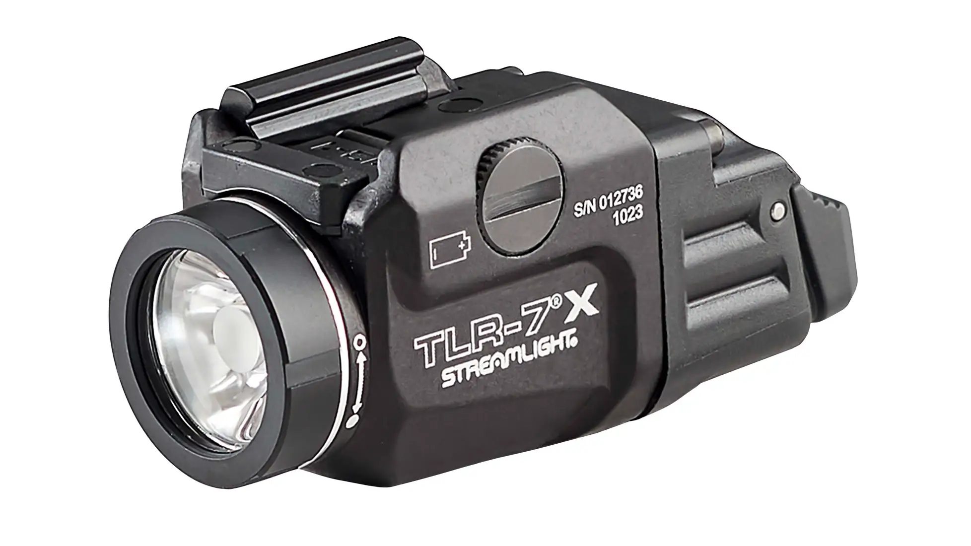 Streamlight TLR-7X Flex compact pistol weapon light with high and low rear paddle switches, black