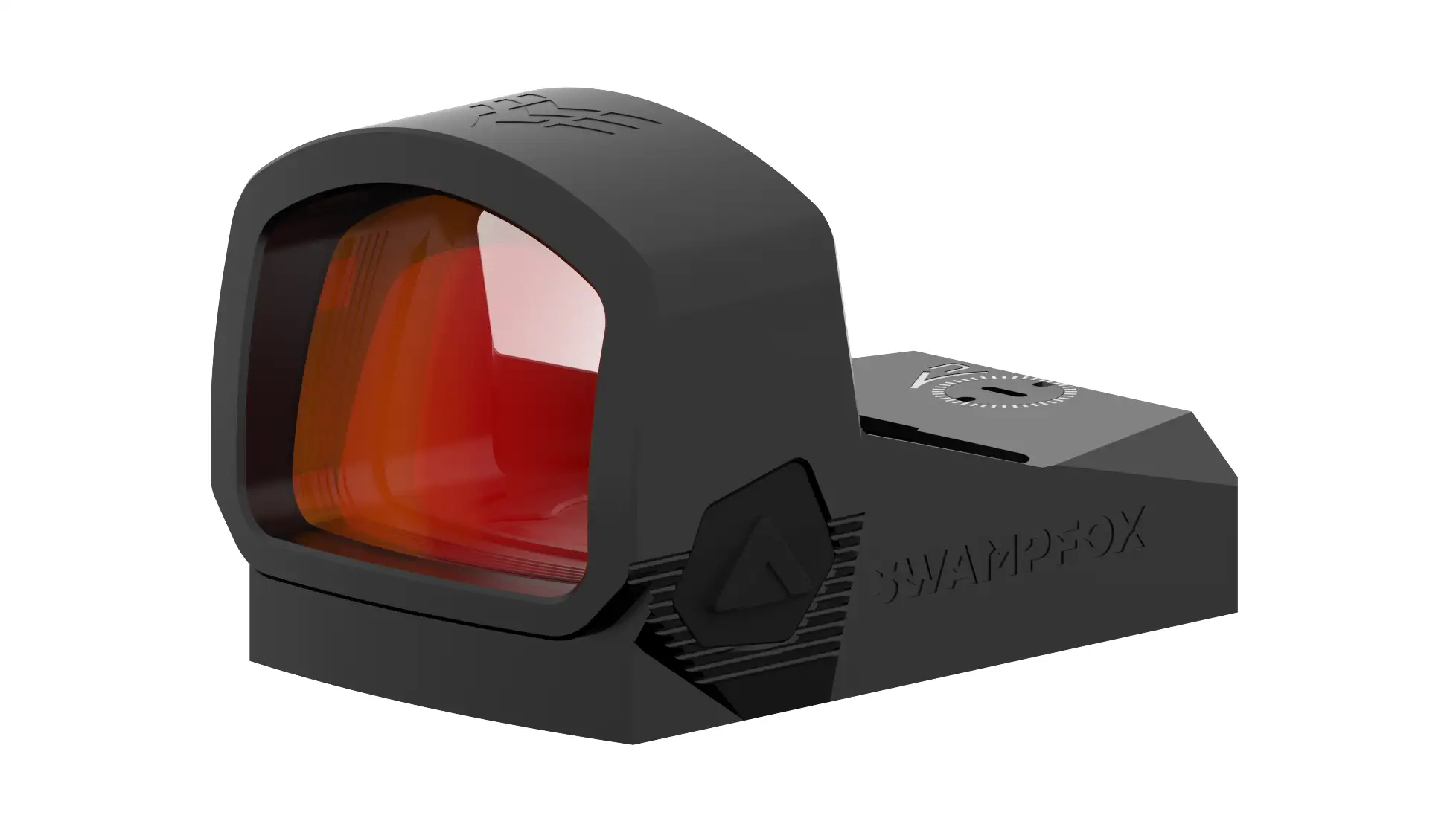 Swampfox Liberty II 1x24mm reflex sight, a compact open-emitter red dot on the RMR footprint with a 24mm recessed window, hood serrations and a top-loading battery tray, black