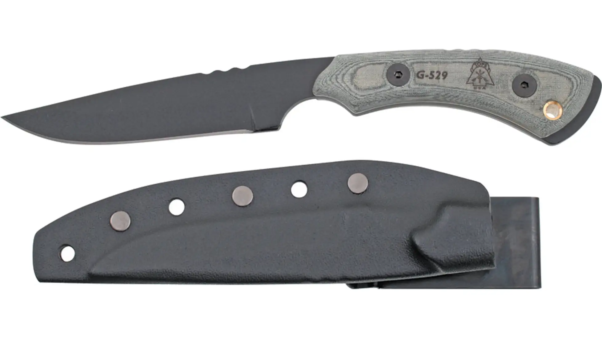 TOPS Skinat fixed blade knife with black blade