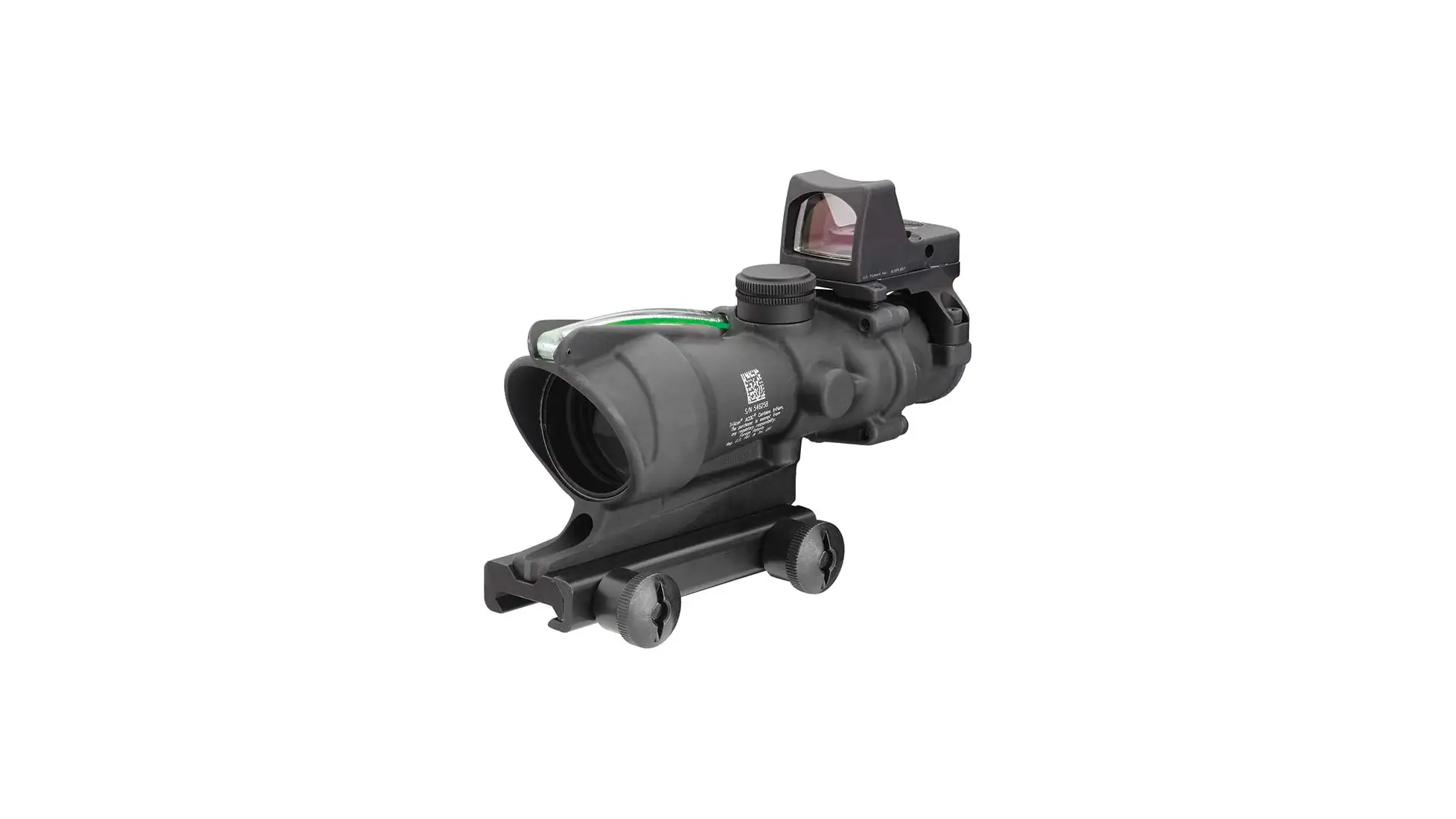 Trijicon 4x32 ACOG with dual illuminated green crosshair .223 reticle, Colt knob thumbscrew mount and RMR Type 2, black