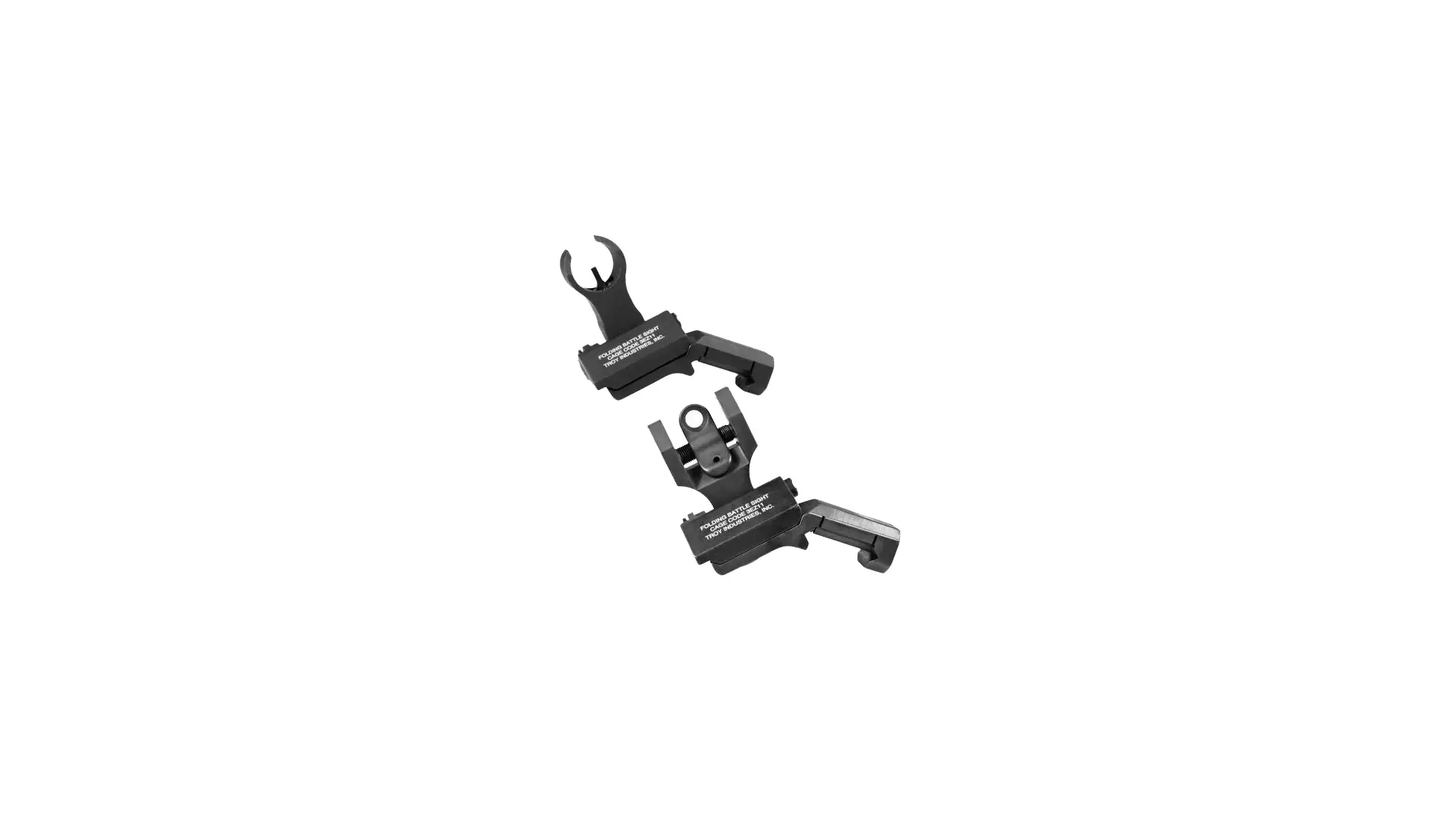 Troy 45 degree folding battle sights with HK-style front and round rear, black