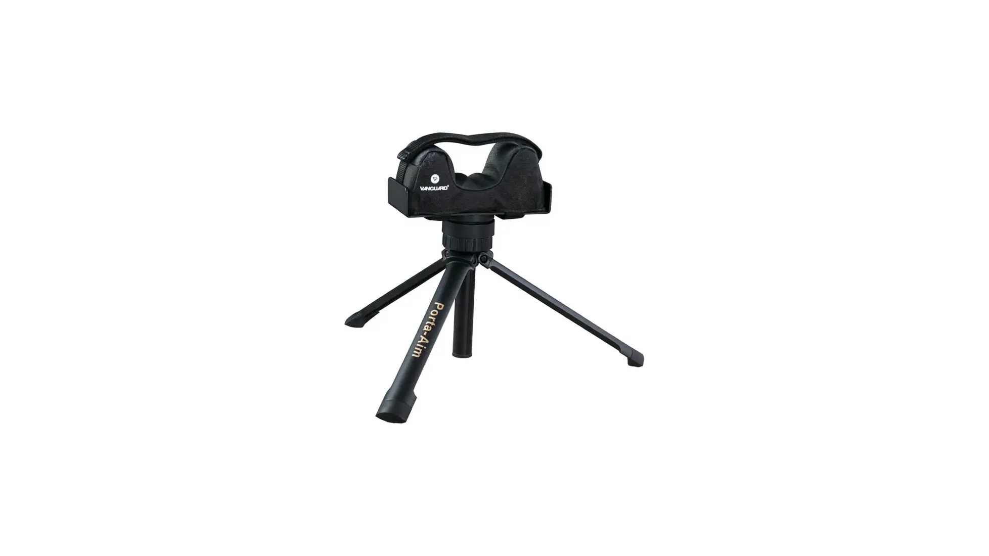 Vanguard Porta-Aim gun rest, a black mini tripod with a padded U yoke