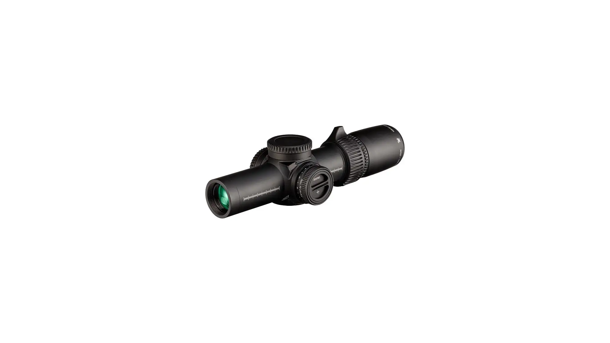 Black Vortex low-power variable riflescope with throw lever and capped turrets