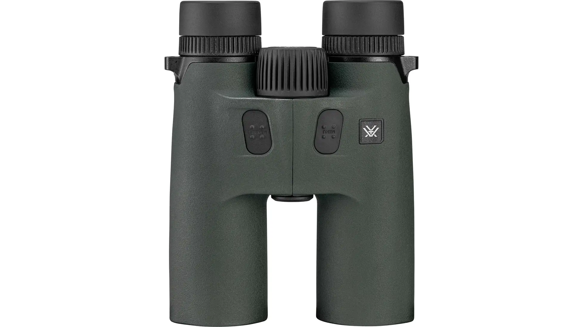 Green Vortex roof-prism binocular with two top buttons and central focus wheel