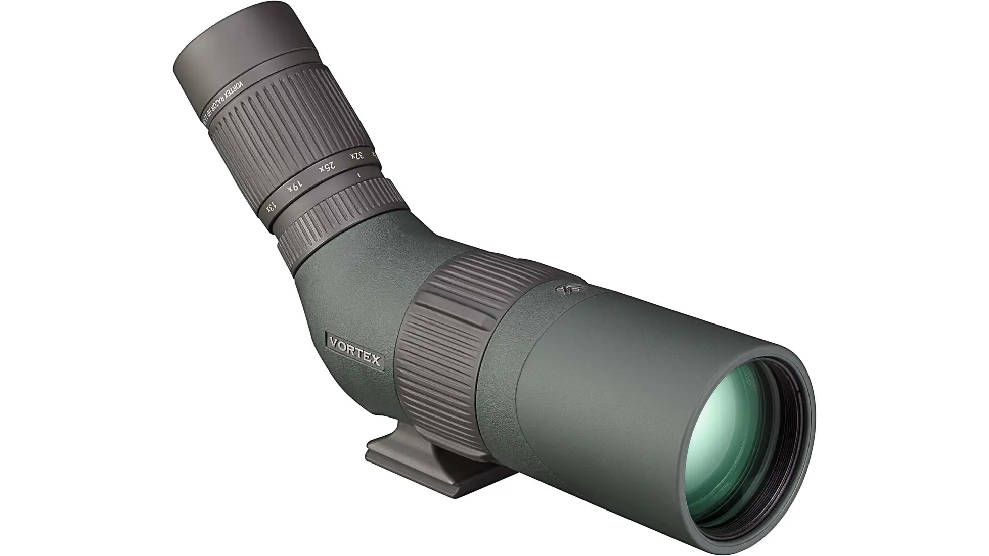 Green Vortex Razor HD angled spotting scope with zoom eyepiece and mounting foot