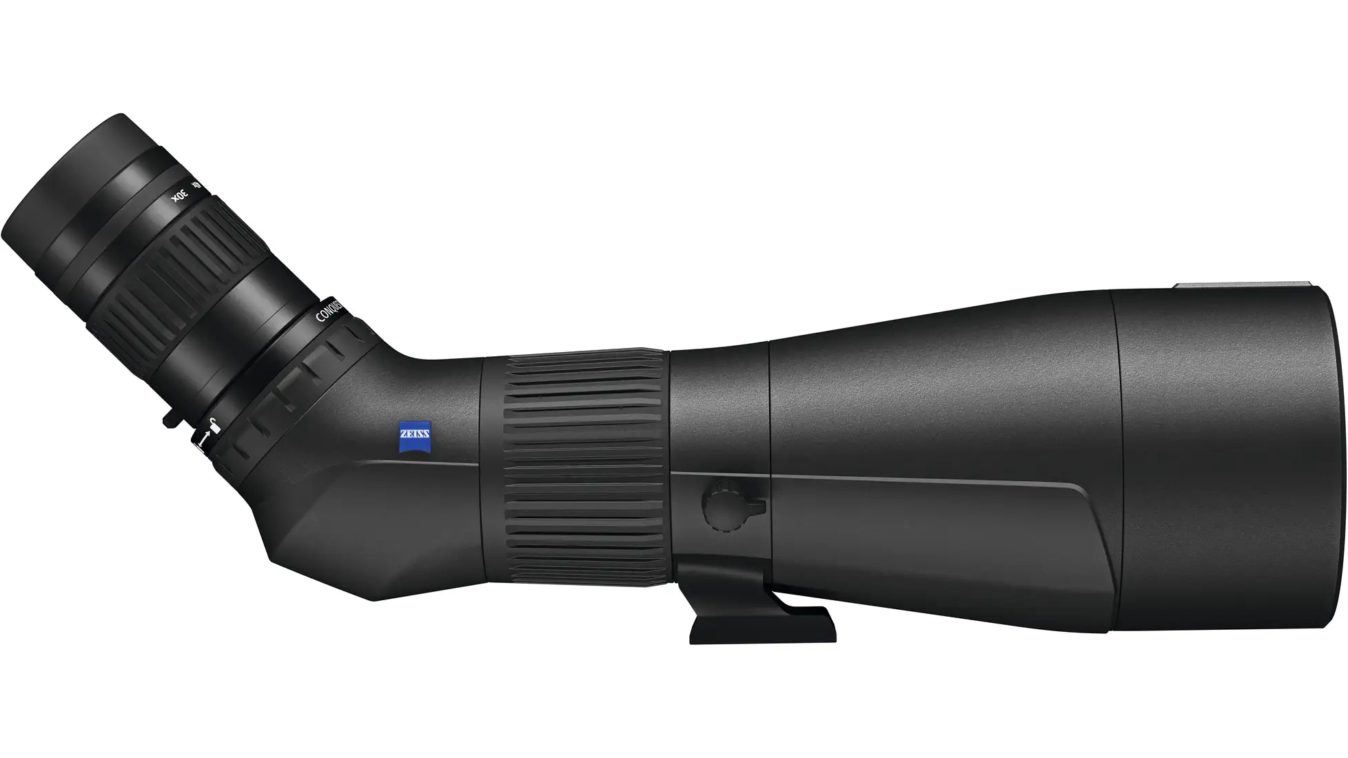 Black Zeiss Conquest angled spotting scope with zoom eyepiece (OpticsPlanet listing photo)